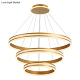 Modern Tiers Led Chandelier: Minimalist Acrylic Parlor Ring Suspension Light