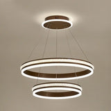 Modern Tiers Led Chandelier: Minimalist Acrylic Parlor Ring Suspension Light Coffee / 16+23.5 White