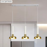 Modern Torch Multi-Pendant Metal Kitchen Bar Light - 3-Light Suspension In White/Black-Gold