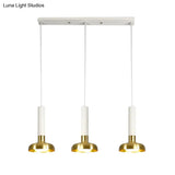 Modern Torch Multi-Pendant Metal Kitchen Bar Light - 3-Light Suspension In White/Black-Gold