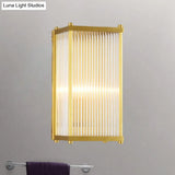 Modern Translucent Crystal Cuboid Wall Sconce Light Gold Surface 12/19.5 Wide