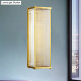Modern Translucent Crystal Cuboid Wall Sconce Light Gold Surface 12/19.5 Wide