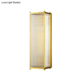 Modern Translucent Crystal Cuboid Wall Sconce Light Gold Surface 12/19.5 Wide