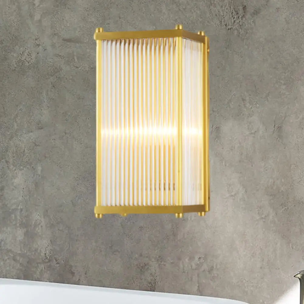 Modern Translucent Crystal Cuboid Wall Sconce Light Gold Surface 12/19.5 Wide / 12