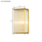 Modern Translucent Crystal Cuboid Wall Sconce Light Gold Surface 12/19.5 Wide