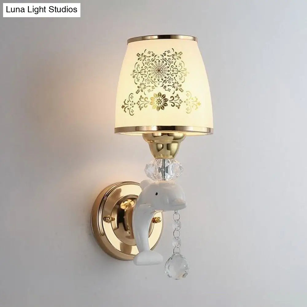 Modern Trapezoid Opal Glass Shade Wall Sconce - Gold Finish 1/2-Light Mount Lamp Fixture