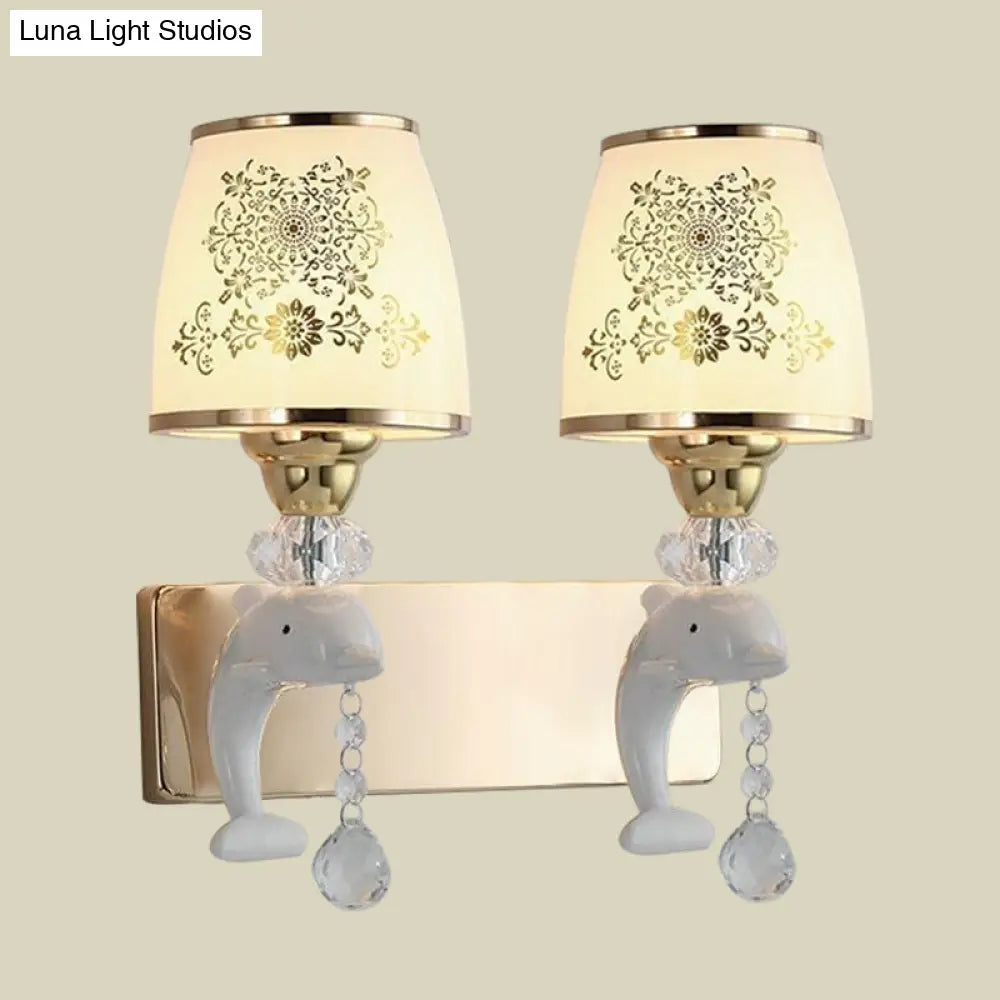 Modern Trapezoid Opal Glass Shade Wall Sconce - Gold Finish 1/2-Light Mount Lamp Fixture