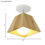 Modern Trapezoid Pendant Light - 1/2/3-Head Wooden Ceiling Fixture In White Finish