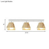 Modern Trapezoid Pendant Light - 1/2/3-Head Wooden Ceiling Fixture In White Finish