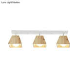 Modern Trapezoid Pendant Light - 1/2/3-Head Wooden Ceiling Fixture In White Finish
