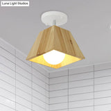 Modern Trapezoid Pendant Light - 1/2/3-Head Wooden Ceiling Fixture In White Finish
