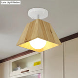 Modern Trapezoid Pendant Light - 1/2/3-Head Wooden Ceiling Fixture In White Finish