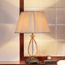 Modern Trapezoid Shade Desk Lamp - Beige Fabric 1 Bulb Small Size Perfect For Dining Room