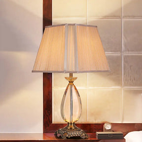 Modern Trapezoid Shade Desk Lamp - Beige Fabric 1 Bulb Small Size Perfect For Dining Room