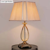 Modern Trapezoid Shade Desk Lamp - Beige Fabric 1 Bulb Small Size Perfect For Dining Room