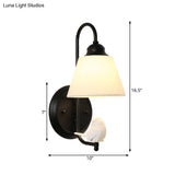 Modern Trapezoid Shade Wall Light Metal Sconce With Bird Accent - Ideal For Kids Bedroom