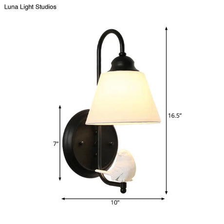 Modern Trapezoid Shade Wall Light Metal Sconce With Bird Accent - Ideal For Kids Bedroom