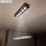 Modern Triangle Crystal Orb Flushmount Ceiling Light Fixture - 5 Lights Stainless Steel