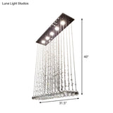 Modern Triangle Crystal Orb Flushmount Ceiling Light Fixture - 5 Lights Stainless Steel