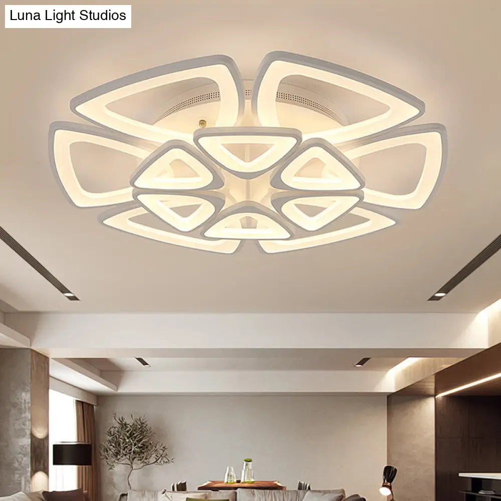 Modern Triangle Flower Acrylic Semi Flush Mount Ceiling Lamp - Minimalist Style (5/12/18 Heads) In