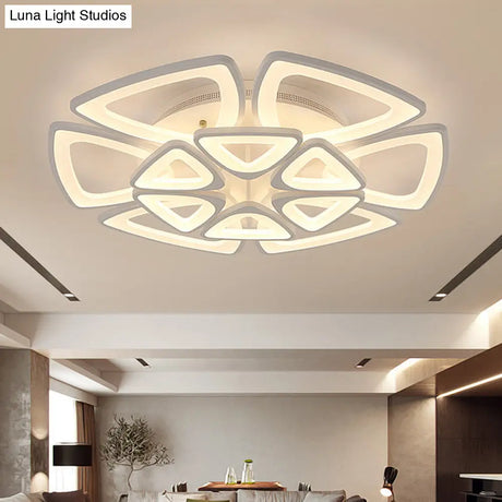 Modern Triangle Flower Acrylic Semi Flush Mount Ceiling Lamp - Minimalist Style (5/12/18 Heads) In