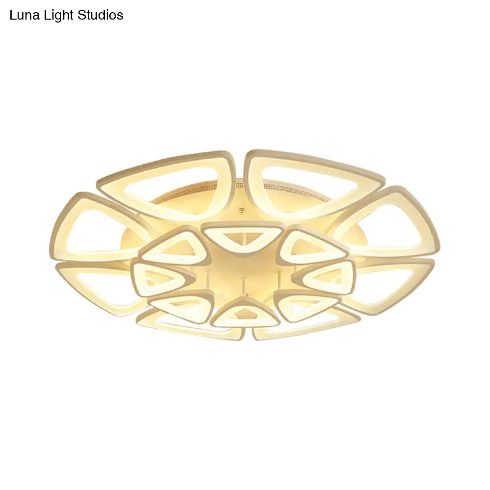 Modern Triangle Flower Acrylic Semi Flush Mount Ceiling Lamp - Minimalist Style (5/12/18 Heads) In