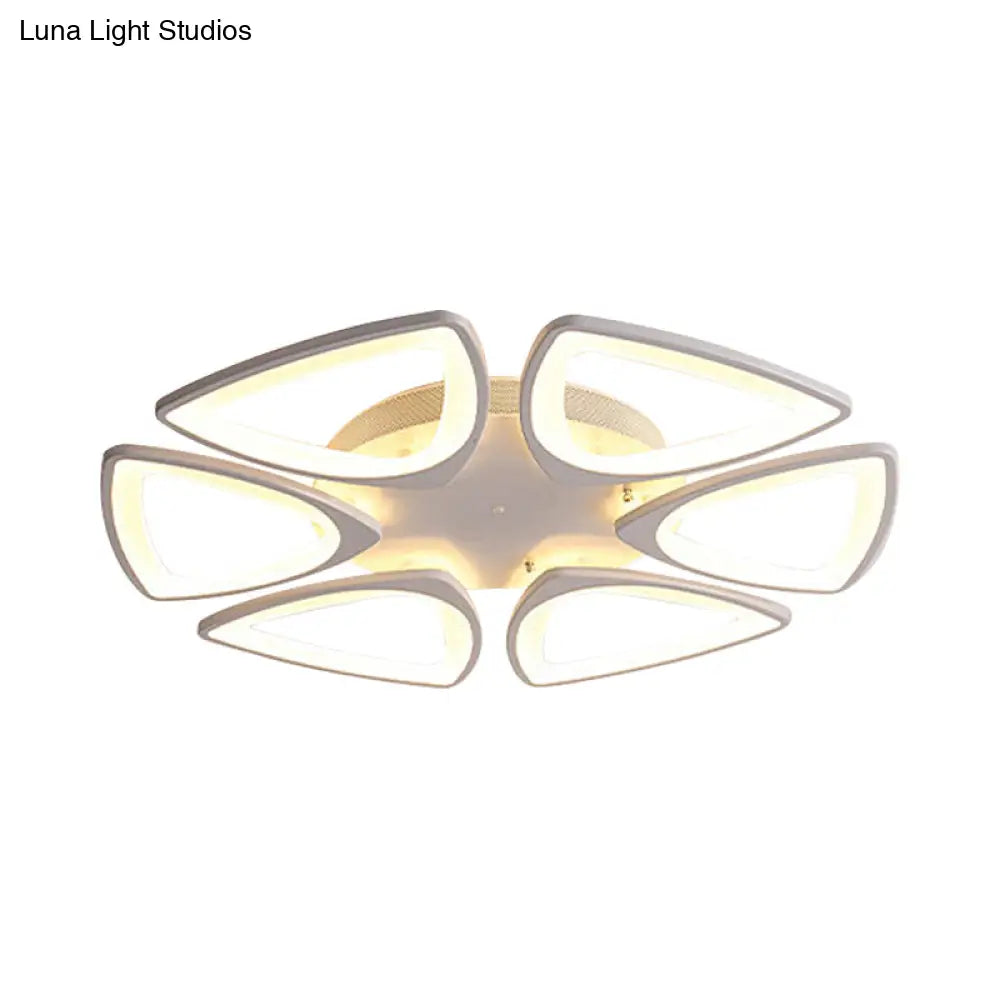 Modern Triangle Flower Acrylic Semi Flush Mount Ceiling Lamp - Minimalist Style (5/12/18 Heads) In