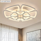 Modern Triangle Flower Acrylic Semi Flush Mount Ceiling Lamp - Minimalist Style (5/12/18 Heads) In