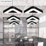 Modern Triangle Pendant Lamp - Metal Led Hanging Light For Office With White/Black Finish And Wide