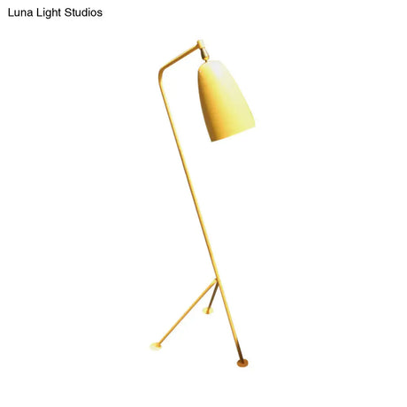 Modern Tripod Floor Lamp With Bell Shade - Metallic Design 1 Light Black/White Perfect For Bedroom
