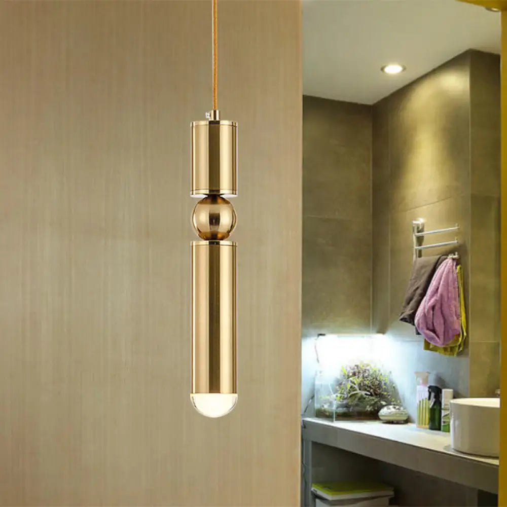 Modern Tube Hanging Light - Metal Black/White/Brass Led Suspension Pendant In Warm Ideal For Dining
