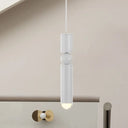Modern Tube Hanging Light - Metal Black/White/Brass Led Suspension Pendant In Warm Ideal For Dining