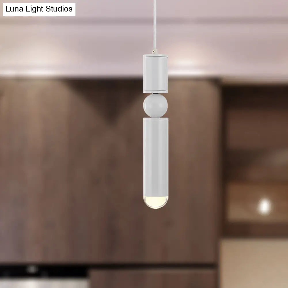 Modern Tube Hanging Light - Metal Black/White/Brass Led Suspension Pendant In Warm Ideal For Dining