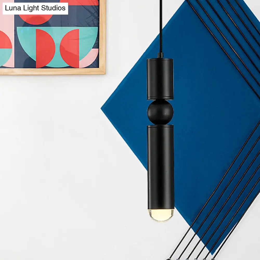 Modern Tube Hanging Light - Metal Black/White/Brass Led Suspension Pendant In Warm Ideal For Dining