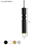 Modern Tube Hanging Light - Metal Black/White/Brass Led Suspension Pendant In Warm Ideal For Dining