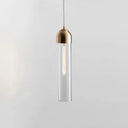 Modern Tubular Pendant Light - Sleek Glass Dining Room Lamp Clear