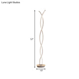 Modern Twist Reading Floor Lamp - Metallic Led Lighting For Bedroom With Stand Warm/White Light