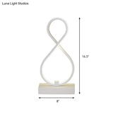 Modern Twisted Table Light: Acrylic Led Nightstand Lamp With Metal Base - White