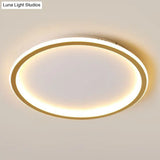 Modern Ultrathin Circle Flush Ceiling Light In Gold With Led For Living Room - Simplicity Series /