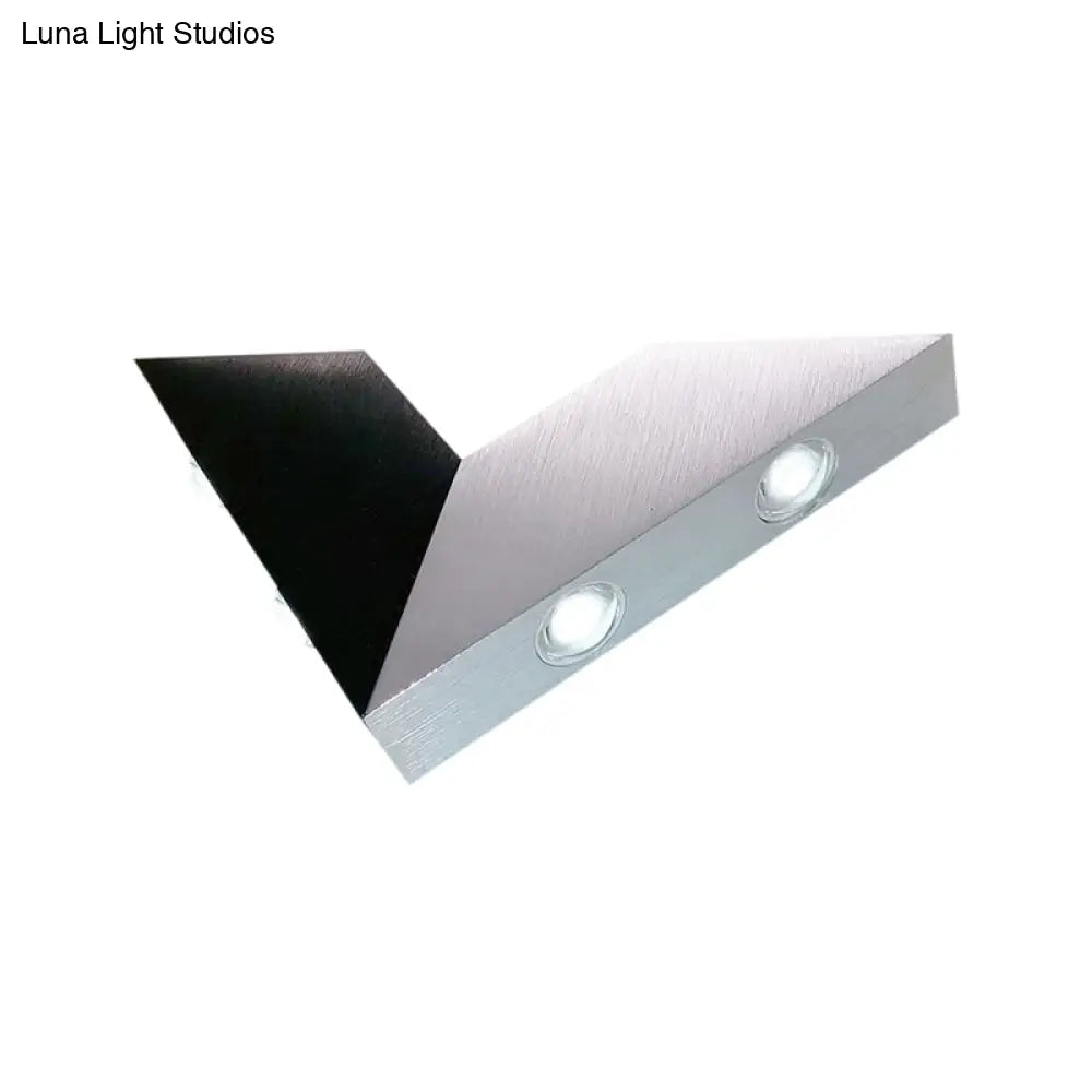 Modern V-Neck Metal Sconce Led Wall Light With Rgb Color Black/Silver