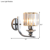 Modern Wall Mount Lamp | 1 Bulb Sconce Light For Living Room Chrome Finish With Crystal