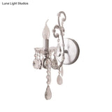 Modern Wall Mount Metal Candelabra Sconce Light With Crystal Drop (Silver/Gold)
