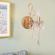 Modern Wall Mount Metal Candelabra Sconce Light With Crystal Drop (Silver/Gold) Gold
