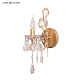 Modern Wall Mount Metal Candelabra Sconce Light With Crystal Drop (Silver/Gold)