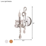 Modern Wall Mount Metal Candelabra Sconce Light With Crystal Drop (Silver/Gold)