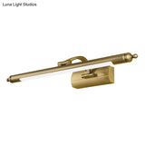 Modern Wall-Mounted Led Vanity Lamp In Brass Finish - Straight Mirror Cabinet Light Fixture