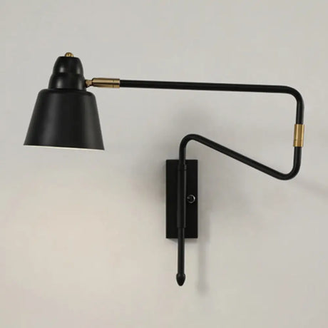 Modern Wall Mounted Reading Lamp: Retractable Arm Nordic Style Black / Wide Flare