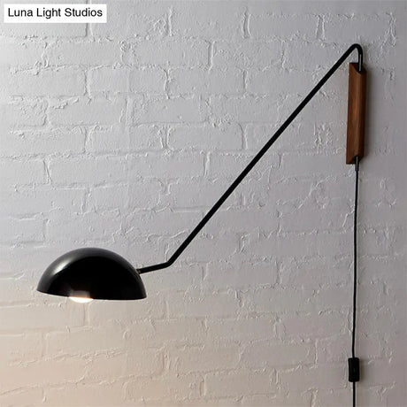 Modern Wall Mounted Reading Lamp: Single Task Dome Plug-In Light With Metal Shade