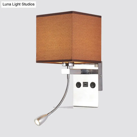 Modern Wall Mounted Reading Light 1-Head Black/White/Beige Sconce With Shelf And Spotlight