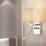 Modern Wall Mounted Reading Light 1-Head Black/White/Beige Sconce With Shelf And Spotlight Beige